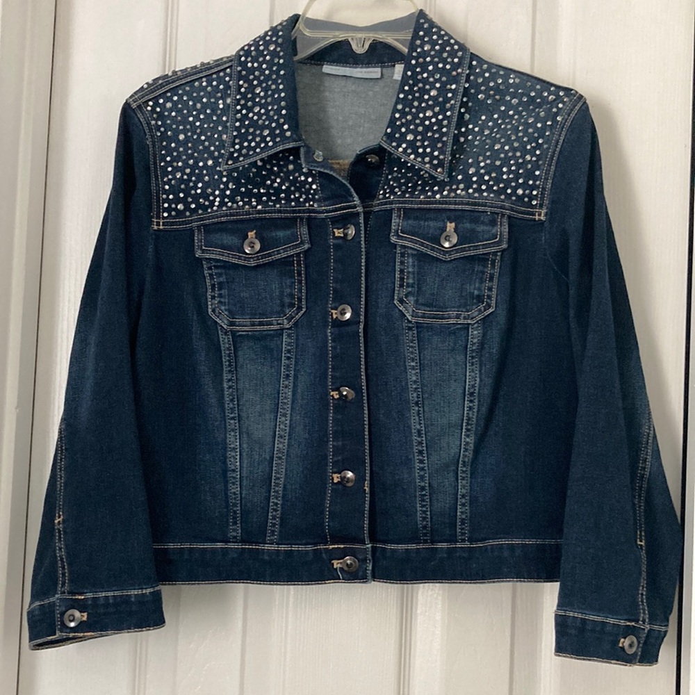 CHICO’S PLATINUM DENIM JACKET Size 1